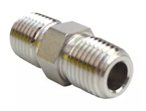 Accesorio de tubería de pezón hexagonal recto Parker 4-4 MHN-SS acero inoxidable 1/4"" macho NPT - Imagen 1 de 1