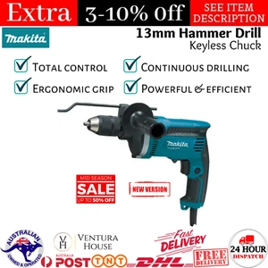 Makita Electric Hammer Drill Keyless Chuck 13mm Powerful Motor Max Speed Control - Picture 1 of 12