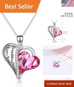 Sterling Silver Granddaughter I Love You Necklace - Picture 1 of 9