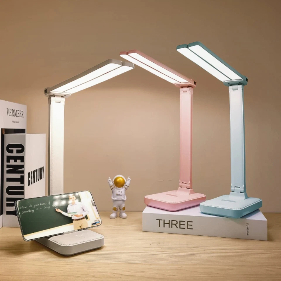 Desk Lamp for Home Office Portable Cute Small Desk Lamp with 3 Lighting Pink