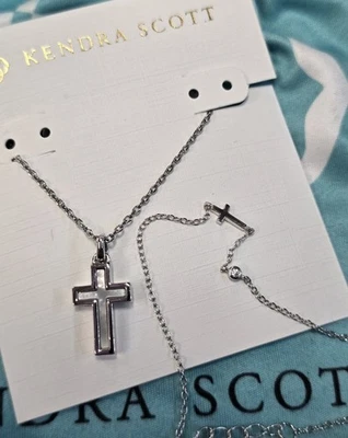 Kendra Scott Cross Silver Pendant Necklace in White Opal Plus Sterling Bracelet - Image 1 of 4