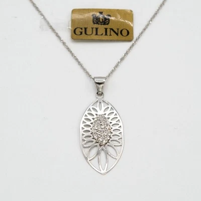 Collana donna oro bianco 18 kt 750 con zirconi gioiello made in Italy E.230 - Immagine 1 di 4