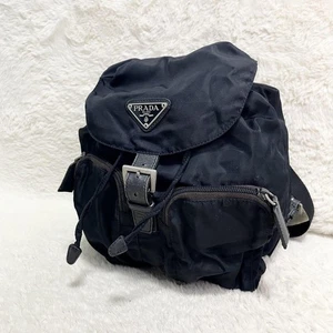 Prada Backpack, Triangular Logo, Nylon, Navy, Leather, Large Capacity - Picture 1 of 15