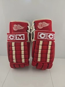 Guanti da hockey vintage Detroit Red Wings CCM HG2 per anziani - grandi - Foto 1 di 19