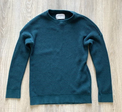 REI Co-op Wallace Lake 华夫格针织毛衣蓝绿色套衫户外休闲女式 S — 第 1/4 张图片