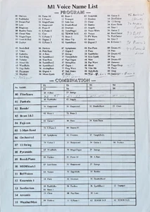 Korg M1 Synthesizer Original Voice Name List, Both the Programs & Combinations. - Picture 1 of 1