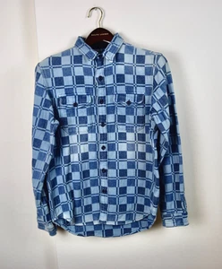 RRL Ralph Lauren dick blau kariert Karo Arbeitshemd Hemd Jacquard Herren Small S - Bild 1 von 3