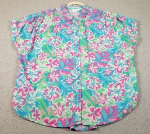 Time and Tru Button Up Shirt Women’s XL Extra Large Floral Short Sleeve Hawaiian - Picture 1 of 11