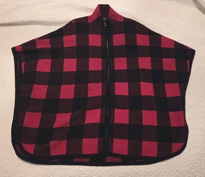 Poncho Capa Nicole Miller New York Buffalo Rojo y Negro a Cuadros S/M Foto 1 de 4
