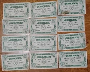 1941 Texas reife Zitrusfrüchte 1 Cent Steuermarke alt  - Bild 1 von 8