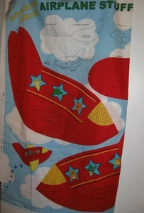 Fabric panel New 18 1/2" AIRPLANE STUFFABLE cut sew & stuff red stuffed - Picture 1 of 5
