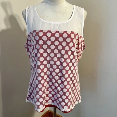 New Directions Sleeveless Blouse Pink/White NWT Size L - Image 1 of 4