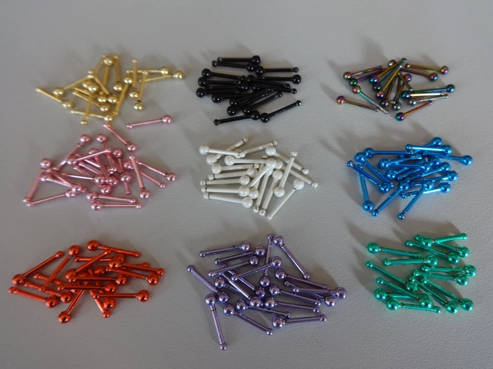Naso Borchie Blu Rosa Verde Rosso Viola Bianco Ball 2mm Steel Orecchio Pin Lot - Immagine 1 di 1