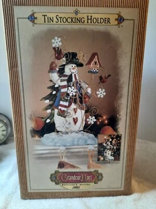 Vintage 2002 Grandeur Noel Schneemann Blech Strumpf Halter Neu - Bild 1 von 3