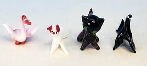 Vintage Blown Glass Animals Cat Dog Swan Seal Miniature Animals QTY 4 - Picture 1 of 10