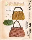 1960S Vtg Mccalls 3 Smocked Handbags Pattern 6750 For 79 And 12 Uncut