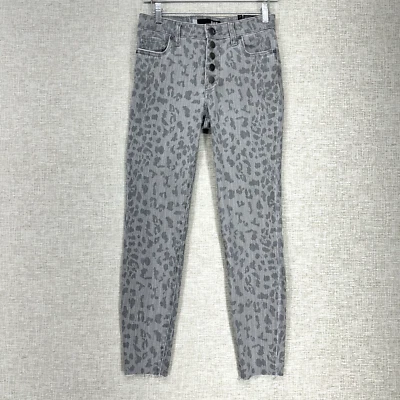 Pantalones de mezclilla ajustados al tobillo Kut From The Kloth Connie para mujer talla 0 gris leopardo tiro alto Foto 1 de 4