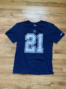 Nike DALLAS COWBOYS Large Tshirt Navy Blue NFL Football Ezekiel Elliott - Picture 1 of 7