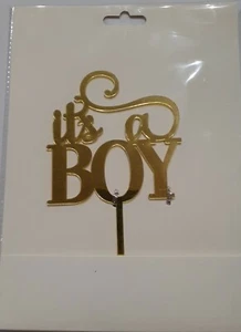 BABY SHOWER IT'S A BOY MIRROR CAKE TOPPER PARTY DECORATIONS - Picture 1 of 2