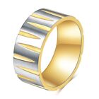 Gold/Schwarz/Bunt Titan Stahl Band Herren Streifen Hochzeit Geschenk Ring Größe 7-12