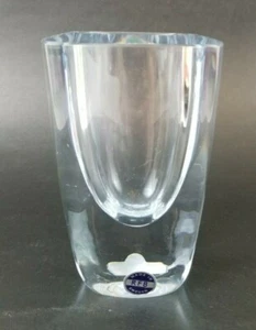 STROMBERGSHYTTAN Swedish Heavy Crystal Clear Vase Signed 4"Tall - Picture 1 of 8