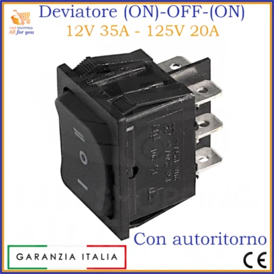 Interruttore deviatore a bilanciere 12V 24V 35A da pannello bipolare 3 posizioni - Immagine 1 di 2
