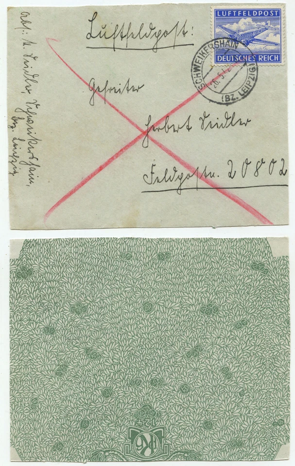 40935 - Luftfeldpost - Vorderseite - Schweikershain 26.5.1942 - Bild 1 von 1