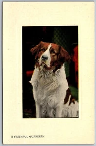 Vtg Newfoundland Dog Faithful Guardian 1910s Early Divided Back Unused Postcard - Picture 1 of 2