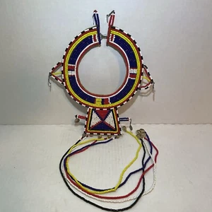 Traditional Masai Neckpiece Wall Hanging Kenyan Long Maasai Necklace 28” - Picture 1 of 5