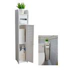 Toilet Paper Roll Holder White PVC Free Standing Bathroom Storage Cabinet Shelf