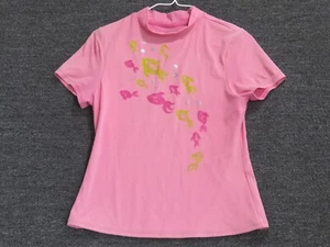 Lands End Rash Guard Swim Shirt Girls Large Pink Short Sleeve Mock Neck - Picture 1 of 7