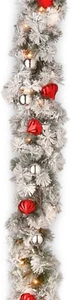 Pre-Lit Artificial Christmas Garland, Green, Glittery Bristle Pine, White Lights - Picture 1 of 5