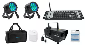 (2) ADJ ElectraPix Par 7 RGBAL+UV LED Wireless DMX Par Lights+Control+Fogger+Bag - Picture 1 of 12