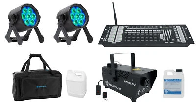 (2) ADJ ElectraPix Par 7 RGBAL+UV LED Wireless DMX Par Lights+Control+Fogger+Bag - Image 1 of 4