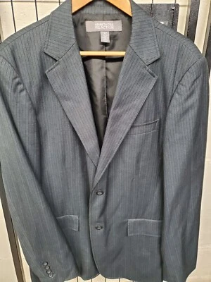 Kenneth Cole REACTION Navy Striped Mens Sport Coat Blazer Jacket 42R NEW - Image 1 of 4