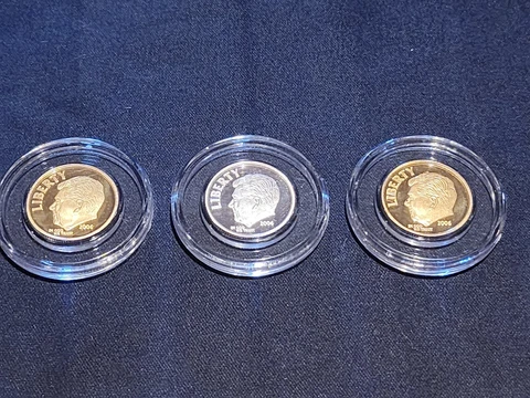 Three 2006 Ronald Regan 10 Cent Silver Dimes 1/10th Oz Silvers Cover