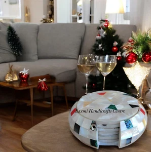 Elegante posavasos de té de mármol piedra de malaquita agua vino posavasos regalo de Navidad - Imagen 1 de 9
