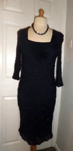 KALIKO LACE DRESS NAVY BLUE STRETCH LINED SIZE 12 XMAS PARTY WEAR - Picture 1 of 10