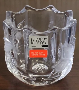 Mikasa Heavy Weighted Lead Crystal Candle Holder W/ Frosted Etching - Picture 1 of 11
