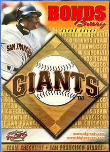 BARRY BONDS 1998 Pacific Online -RED- #676 - Lista di controllo squadra GIANTS - Foto 1 di 10