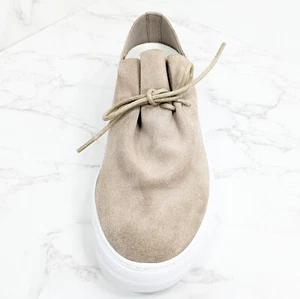 NEW ALL BLACK Gathered Sneak Taupe Suede Leather Shoe Size 38 EU 7.5 US - Picture 1 of 17