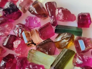 Natural Tourmaline Crystal Rough Gemstone 290 Carats Multi Color 3 Carat Size - Picture 1 of 6