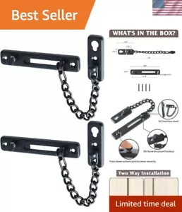 Matte Black Door Chain Locks - 2-Pack with Safety Spring Anti-Theft Latch - Picture 1 of 8