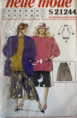 Vtg Neue Mode 21244 Gaucho Pant Short Wide Leg Sewing Pattern sz 12-22 UNCUT - Image 1 of 2