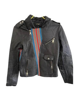 Leather biker-style jacket Size 38 ,UK 10 - Picture 1 of 7