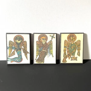 3er Set Book of Kells laminierte mittelalterliche Bilder 4" x 5" Wandtafeln - Bild 1 von 2