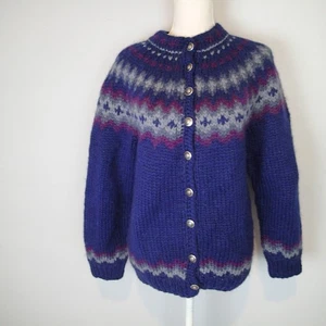 Handknitting Association Of Iceland Sz m/l ? Cardigan Sweater Fair Isle blue - Picture 1 of 15