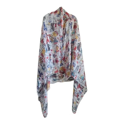 FULARS Scarf 100% Silk Italy Artsy Multicolor Fashion Pattern Rectangle 68 x 44" - Image 1 of 4