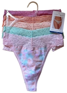 SAINT EVE Damen 5er Pack Baumwolle & Spitze Tanga Höschen Gr. XL Pastell Mehrfarbig - Bild 1 von 6