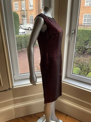 Original Vintage 1950s 60s Red Glitzy Cocktail Party Evening Dress B36"W32" - Image 1 of 4